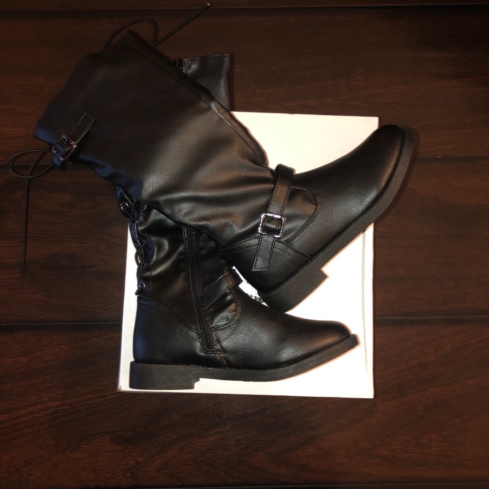 Little girls black knee boots